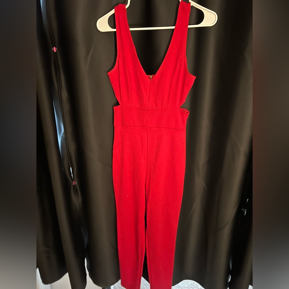 Red Skin Tight Jumpsuit